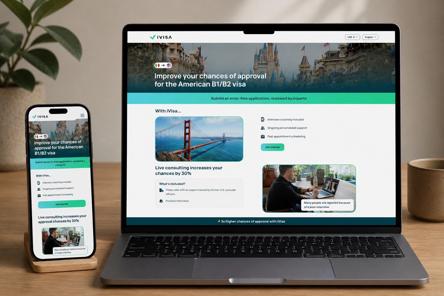 Smoke-test landing page on laptop and phone