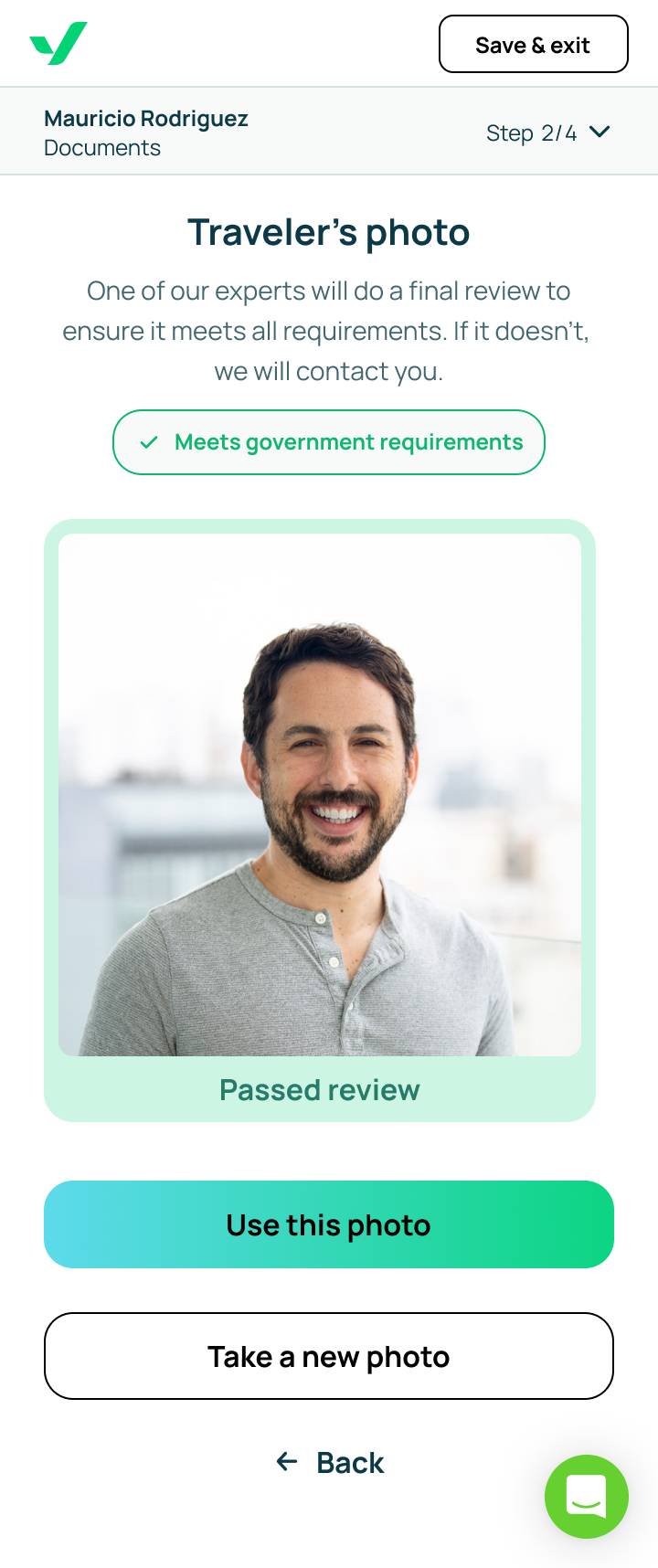 Traveler photo that passed review